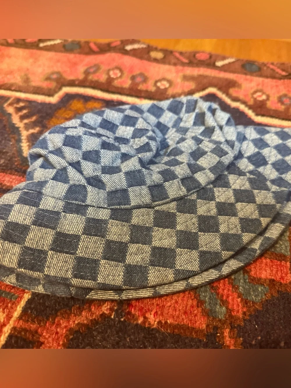 Zara Blue Checkered Kids Bucket Hat
